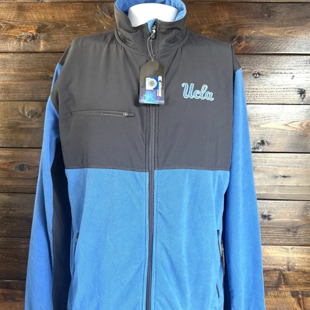 Men's Colosseum UCLA‎ Bruins Blue & Gray Mesa Corded Polar Full Zip Fleece Large